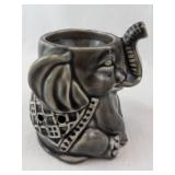 Ceramic Elephant Figurine - Dark Glaze with Perforated Lattice Pattern -Wax Warmer -missing plug