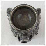 Ceramic Elephant Figurine - Dark Glaze with Perforated Lattice Pattern -Wax Warmer -missing plug