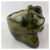 Frog Planter - Olive Green Glazed Ceramic