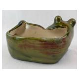 Frog Planter - Olive Green Glazed Ceramic