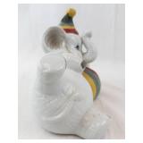 Ceramic Elephant Figurine with Multicolor Ball & Party Hat Coin Bank