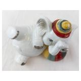 Ceramic Elephant Figurine with Multicolor Ball & Party Hat Coin Bank