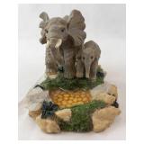 Elephant Figurine - Mother & Calf on Rocky Base with Moss