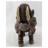 Elephant Figurine - Ornate Saddle with Beaded Trim