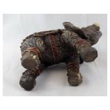 Elephant Figurine - Ornate Saddle with Beaded Trim