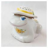 White Ceramic Rabbit Salt Shaker with Hat - Sunflower Floral Design