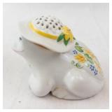 White Ceramic Rabbit Salt Shaker with Hat - Sunflower Floral Design