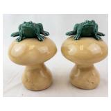 Salt & Pepper Shaker Set - Mushroom Shape with Frog Tops (Lot of 2)