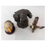 Eagle Figurines Set - 3 Resin Bird Sculptures, Hand-Painted