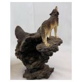 Cougar with Cub & Wolf Head Figurines on Rock Bases