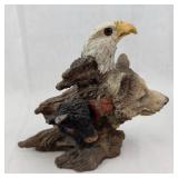 Wolf Family Figurine Set - Hand-Painted Resin Wildlife Group with Cubs