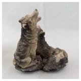 Wolf Family Figurine Set - Hand-Painted Resin Wildlife Group with Cubs