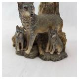 Wolf Family Figurine Set - Hand-Painted Resin Wildlife Group with Cubs