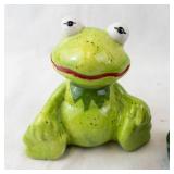 Frog Figurines - Lime Green Speckled & Dark Green (Lot of 2)