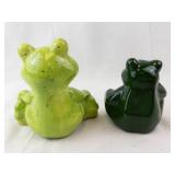 Frog Figurines - Lime Green Speckled & Dark Green (Lot of 2)