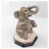 Elephant Salt Shaker Ceramic Figurine on Hex Base - Gray Glaze