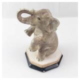 Elephant Salt Shaker Ceramic Figurine on Hex Base - Gray Glaze