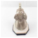 Elephant Salt Shaker Ceramic Figurine on Hex Base - Gray Glaze