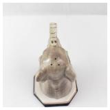 Elephant Salt Shaker Ceramic Figurine on Hex Base - Gray Glaze