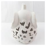 Ceramic Elephant Candle Cover - White Openwork Tealight Holder
