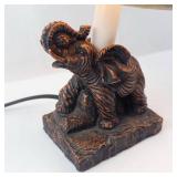 Elephant Figurine Table Lamp with Beige Fabric Shade