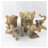 Crushed Oyster Shell Elephant Figurines - Set of 4 Decorative Sculptures