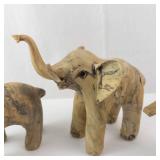 Crushed Oyster Shell Elephant Figurines - Set of 4 Decorative Sculptures