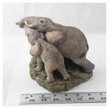 Classic Critters Elephant Family Figurine - Mother with Calf on Rock Base
