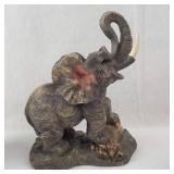 Elephant Figurine Set - 6 Resin Wildlife Statues on Rock Base