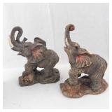 Elephant Figurine Set - 6 Resin Wildlife Statues on Rock Base