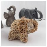 5 Elephant Figurines - Mixed Gray & Tan & Shell