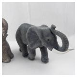 5 Elephant Figurines - Mixed Gray & Tan & Shell