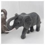 5 Elephant Figurines - Mixed Gray & Tan & Shell