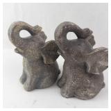 5 Elephant Figurines - Mixed Gray & Tan & Shell