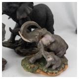 Homco Elephant Family Figurine Set - Resin Hand-Painted