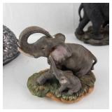 Homco Elephant Family Figurine Set - Resin Hand-Painted