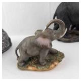 Homco Elephant Family Figurine Set - Resin Hand-Painted
