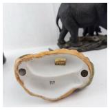 Homco Elephant Family Figurine Set - Resin Hand-Painted