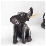Homco Elephant Family Figurine Set - Resin Hand-Painted