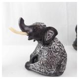Homco Elephant Family Figurine Set - Resin Hand-Painted