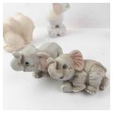 Homco 1993 Elephant Figurines Set of 5 - Vintage Hand-Painted Miniatures