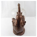 Bronze Elephant Sculpture - Crackle Glass Vase