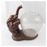 Bronze Elephant Sculpture - Crackle Glass Vase