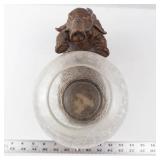 Bronze Elephant Sculpture - Crackle Glass Vase