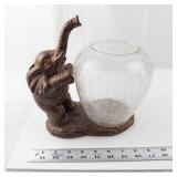 Bronze Elephant Sculpture - Crackle Glass Vase
