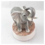 Otagiri Elephant Music Box Born Free - Mom and Baby, Japan - Rotating Porcelain