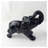 Elephant Family Figurines - Black Resin Sculptures, Set of 3