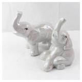 Vintage Lusterware Elephant Figurines - Opalescent Pair, About 5 Inches Tall