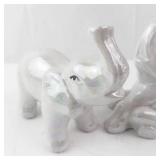 Vintage Lusterware Elephant Figurines - Opalescent Pair, About 5 Inches Tall