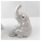Vintage Lusterware Elephant Figurines - Opalescent Pair, About 5 Inches Tall